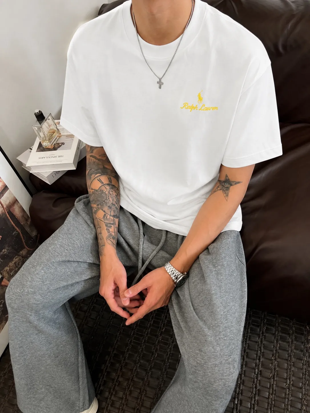 Ralph*Lauren* Hot Sale · g 《 》 tee ， Same Style ， : Black White Coffee Brown Size：S（90-130 ） M（125-150 ） L（135-165 ） XL（160-190 ） XXL（185 ）